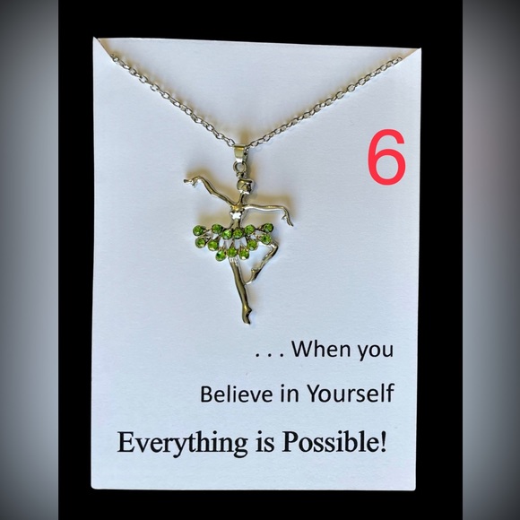 🆕 Silver Ballerina Necklace  - Green - Picture 6 of 12